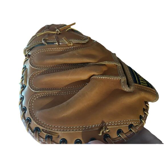 Vintage Wilson A9860 Softball Catchers Mitt Made In USA NWOT Brown‎ Leather - Picture 11 of 14